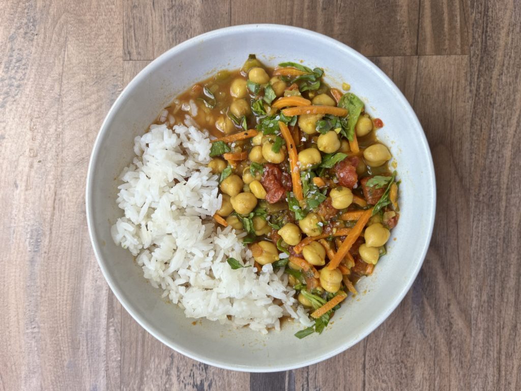 frozen meal of chickpea curry