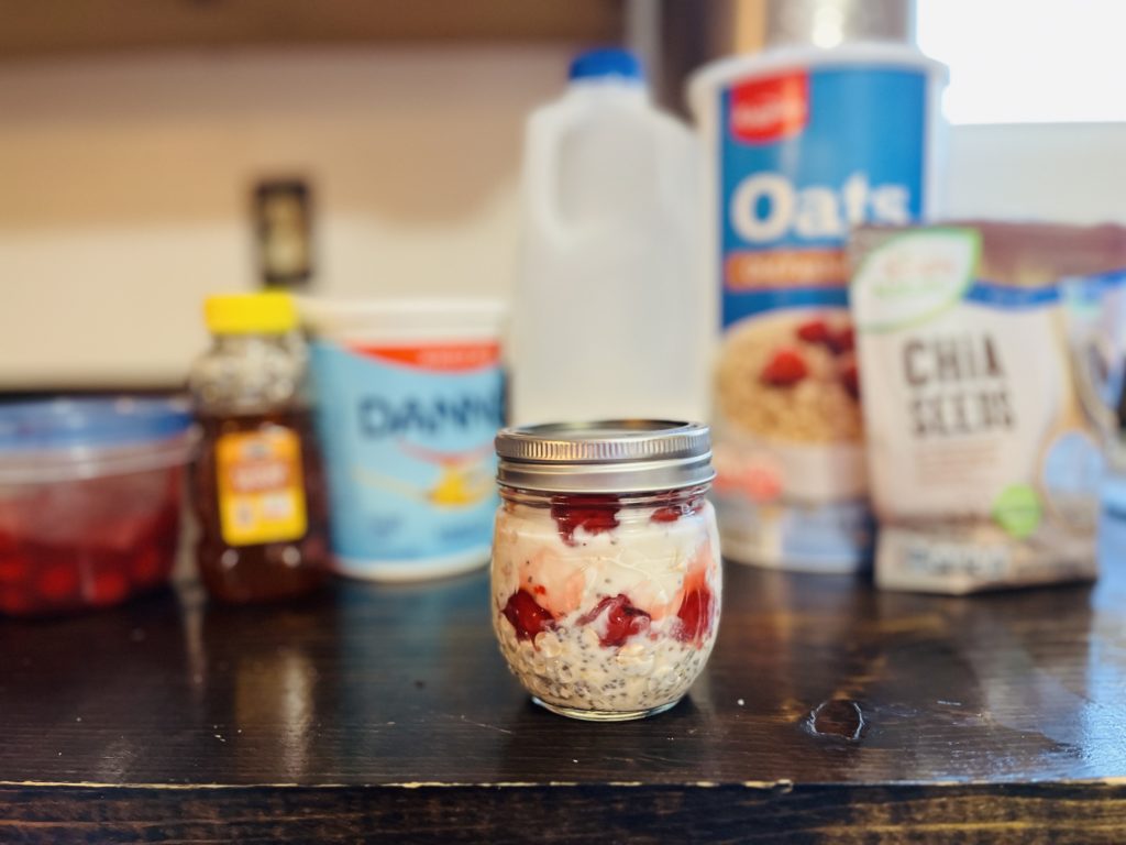 favorite oatmeal breakfast using cherry pie filling